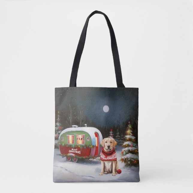 Winter Labrador Caravan Christmas Adventure Tote Bag (Front)