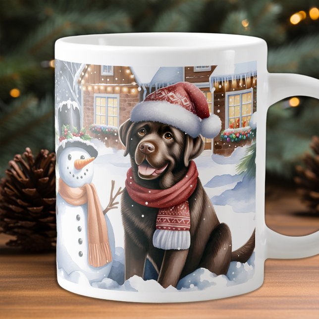 Winter Labrador Retriever Puppy Dog Snowman Large Coffee Mug (Creator Uploaded)