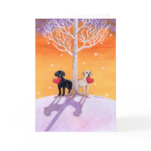 Winter Labradors Painting Valentine's Day