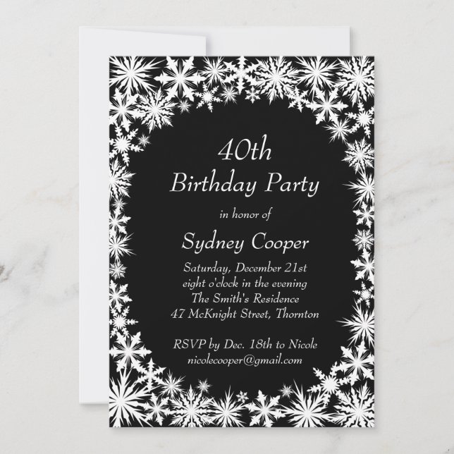 Winter Lace 40th Birthday Party Invitation (Front)