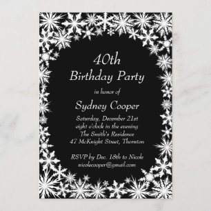 Winter Lace 40th Birthday Party Invitation
