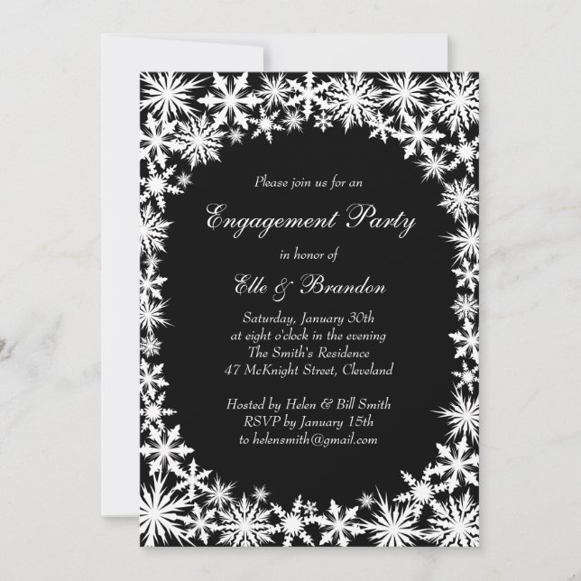 Winter Lace Engagement Party Invitation (Front)
