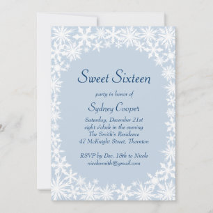 Winter Lace Icy Blue Sweet Sixteen Invitation