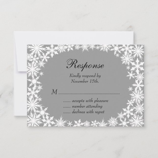 Winter Lace on Black RSVP Card (Front)
