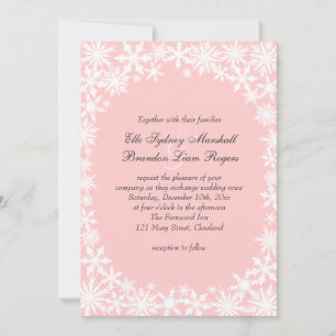 Winter Lace on Blush Wedding Invitation