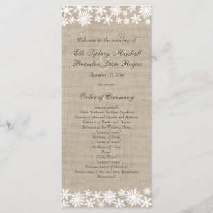 Winter Lace on Burlap Wedding Program Programme
