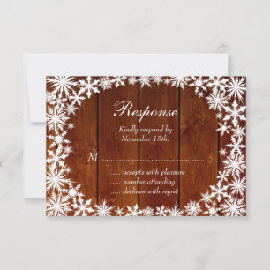 Winter Lace on Dark Wood RSVP Card