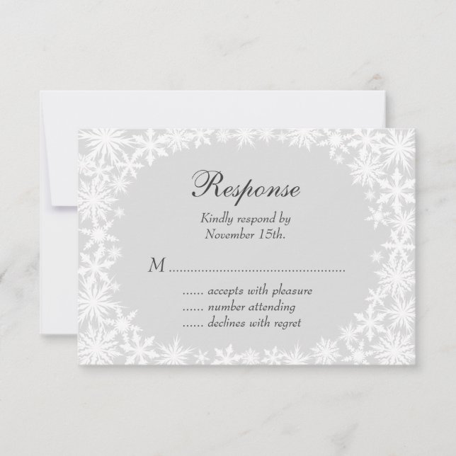 Winter Lace on Grey RSVP (Front)