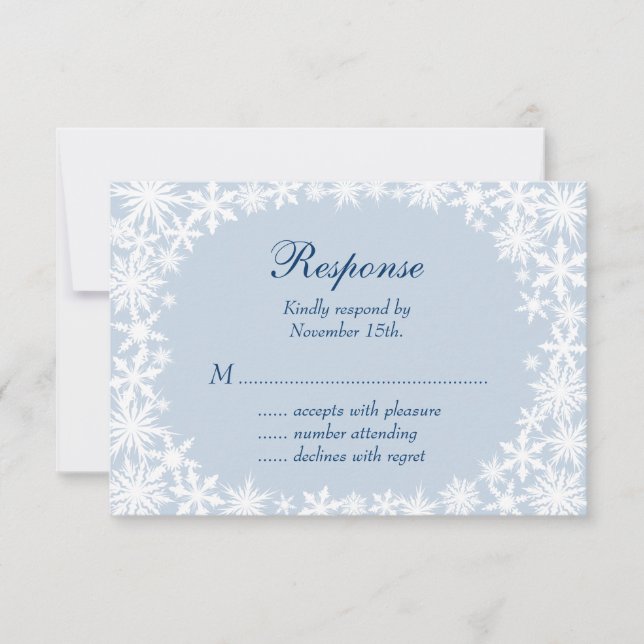 Winter Lace on Icy Blue RSVP (Front)