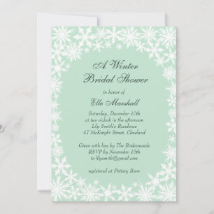Winter Lace on Mint Bridal Shower Invitation