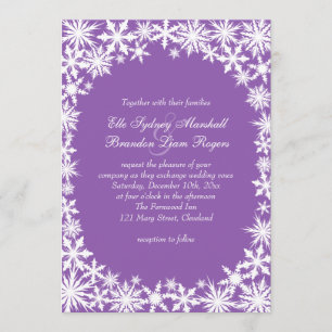 Winter Lace on Purple Wedding Invitation