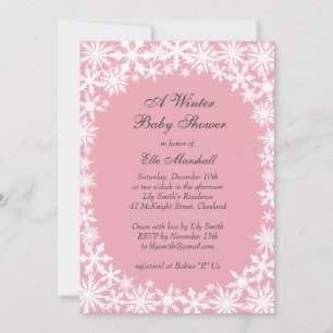 Winter Lace Pink Baby Shower Invitation
