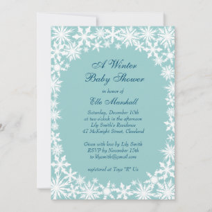 Winter Lace Turquoise Baby Shower Invitation