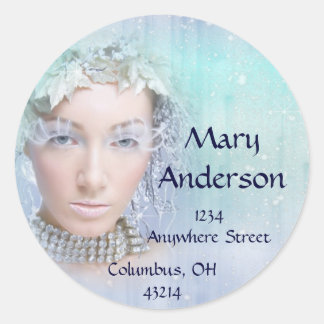 Winter Lady with Diamonds Return Address Labels