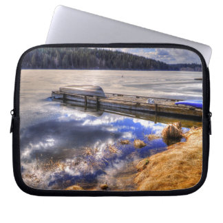 Winter Lake and Kayak Wilderness Landscape Laptop Sleeve