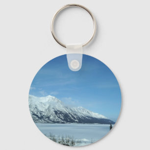 winter lake and mountains key ring