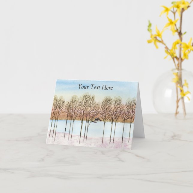 Winter Lake Card (Yellow Flower)