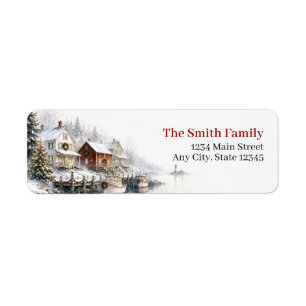 Winter Lake Christmas Return Address Labels