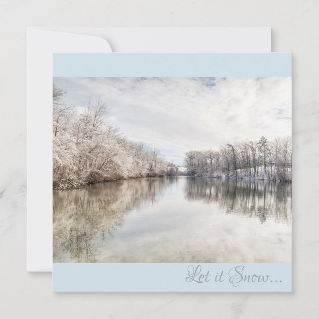 Winter Lake Let It Snow Photo Square Holiday Card (Front)