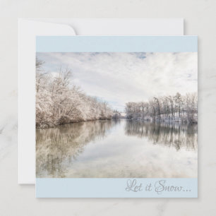 Winter Lake Let It Snow Photo Square Holiday Card