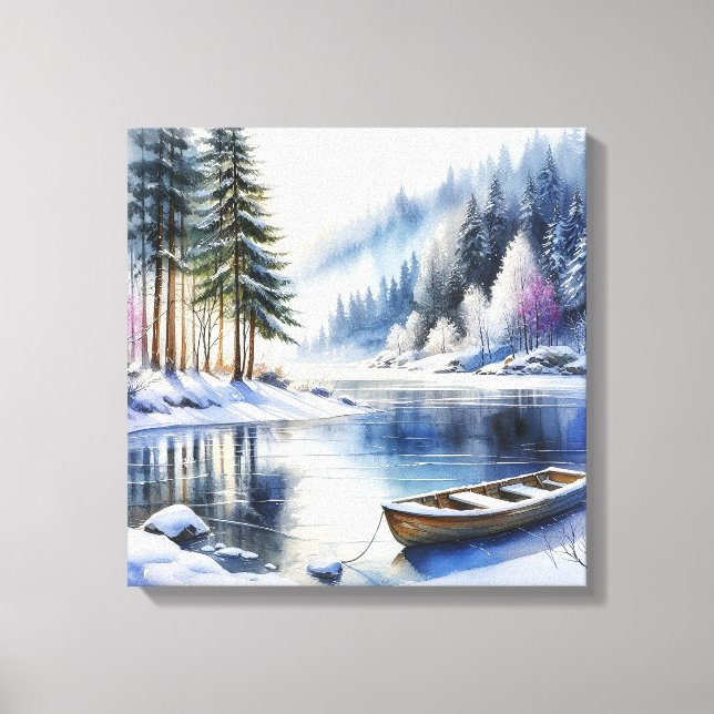 Winter Lake Scene Canvas Art (Front)