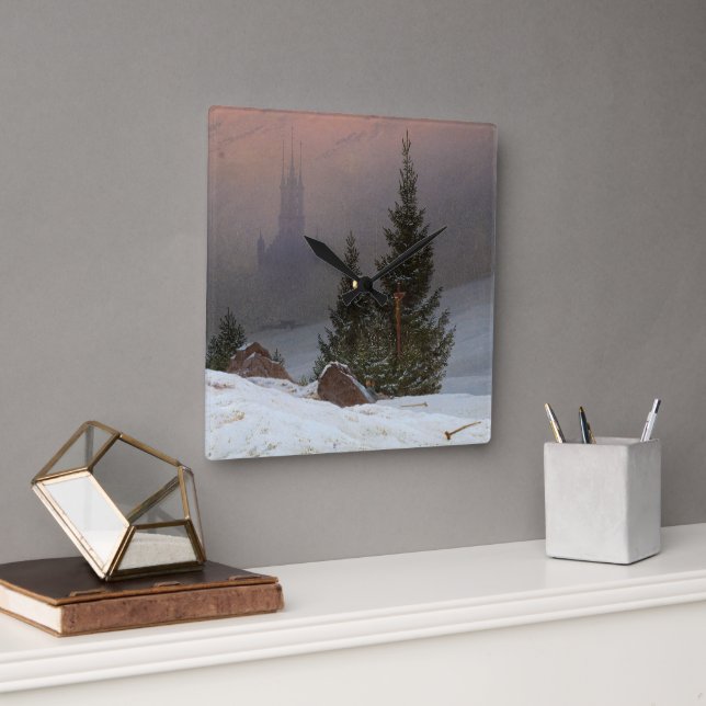 Winter Landscape, 1811 by Caspar David Friedrich Square Wall Clock (Office)