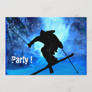 Winter Landscape and Freestyle Skier Invitation