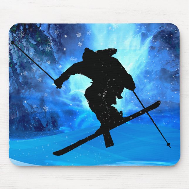Winter Landscape and Freestyle Skier Mouse Mat (Front)