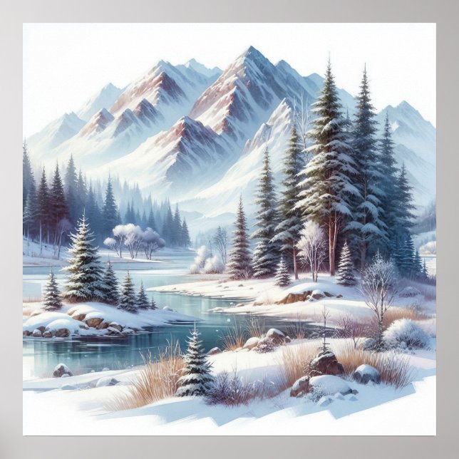 Winter Landscape Art Poster (Front)