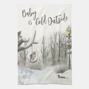 Winter Landscape Baby its Cold Outside Tea Towel