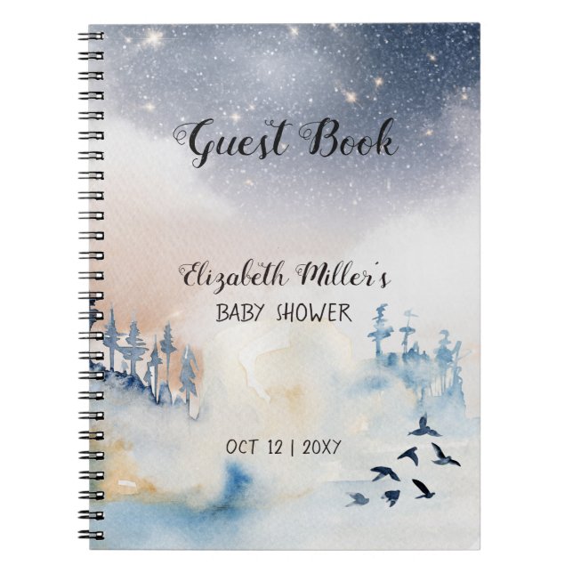 Winter Landscape Baby Shower Guest Book Notebook (Front)