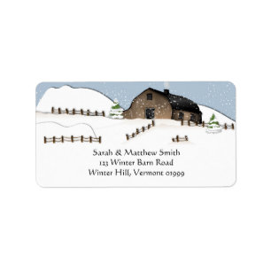 Winter Landscape Barn Address Labels