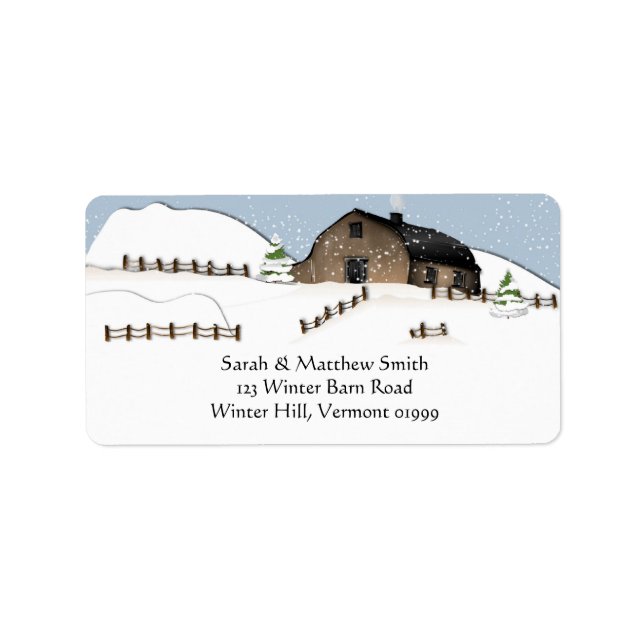 Winter Landscape Barn Address Labels (Front)