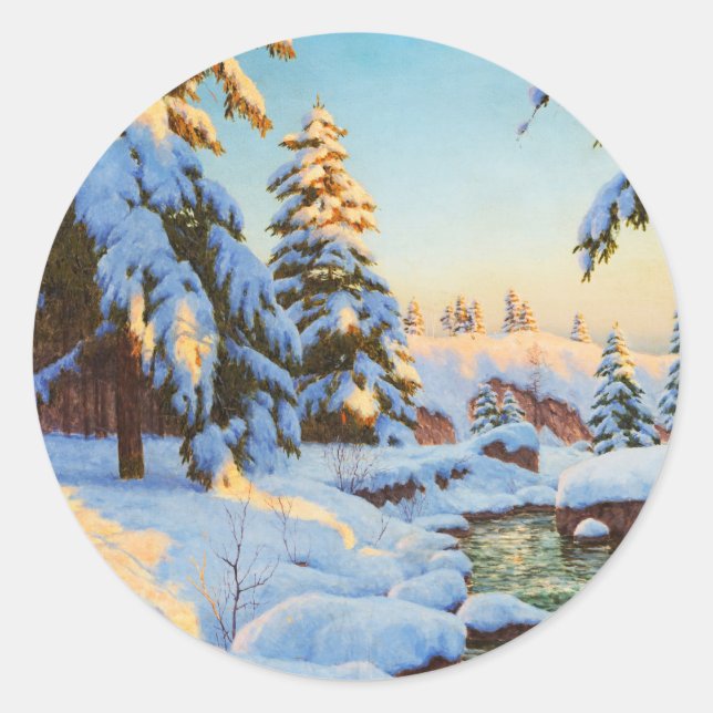Winter landscape, Bessonof  Classic Round Sticker (Front)