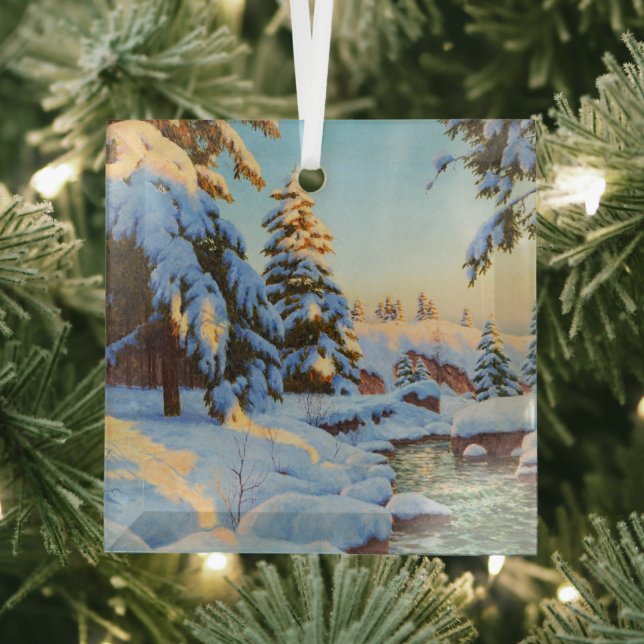 Winter landscape, Bessonof Glass Tree Decoration (Insitu)