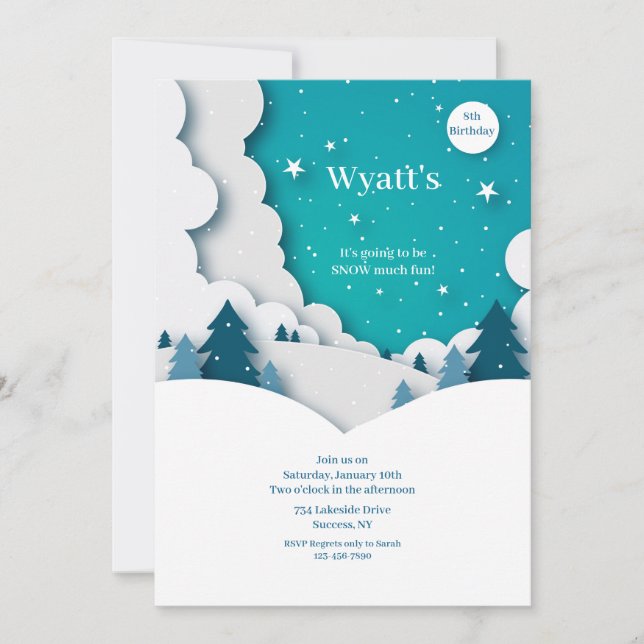 Winter Landscape Birthday Party Invitations (Front)