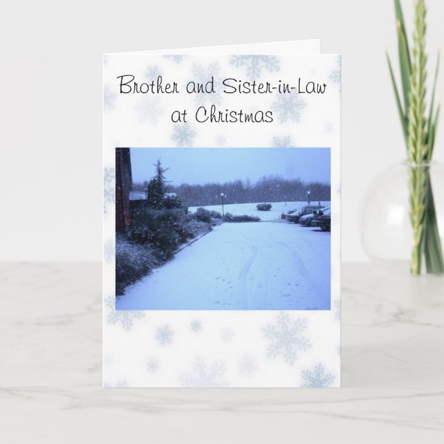 Winter Landscape Brother Wife Christmas Holiday Card (Front)