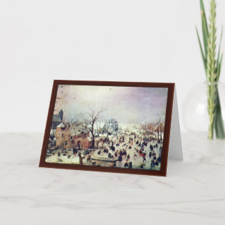 Winter Landscape By Avercamp Hendrik Card