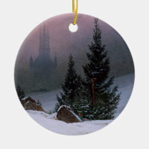 Winter Landscape (by Caspar David Friedrich) Ceramic Tree Decoration