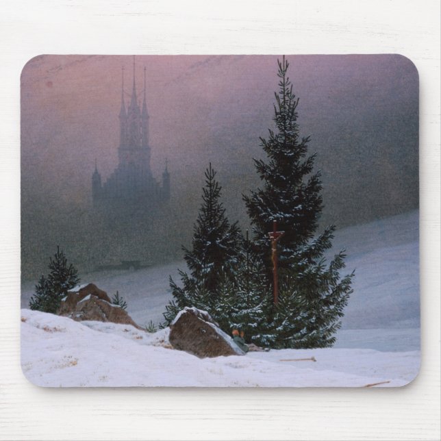Winter Landscape (by Caspar David Friedrich) Mouse Mat (Front)