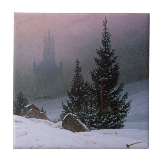 Winter Landscape (by Caspar David Friedrich) Tile (Front)