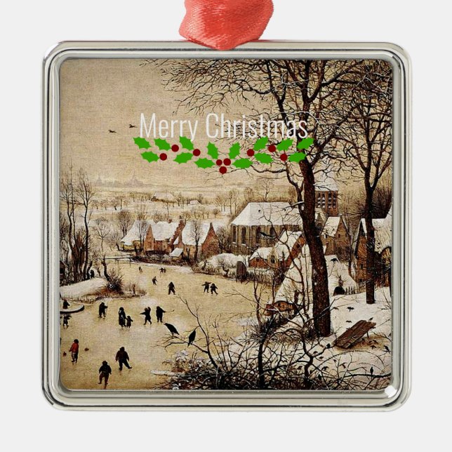 Winter Landscape by Pieter Bruegel the Elder, Metal Tree Decoration (Front)