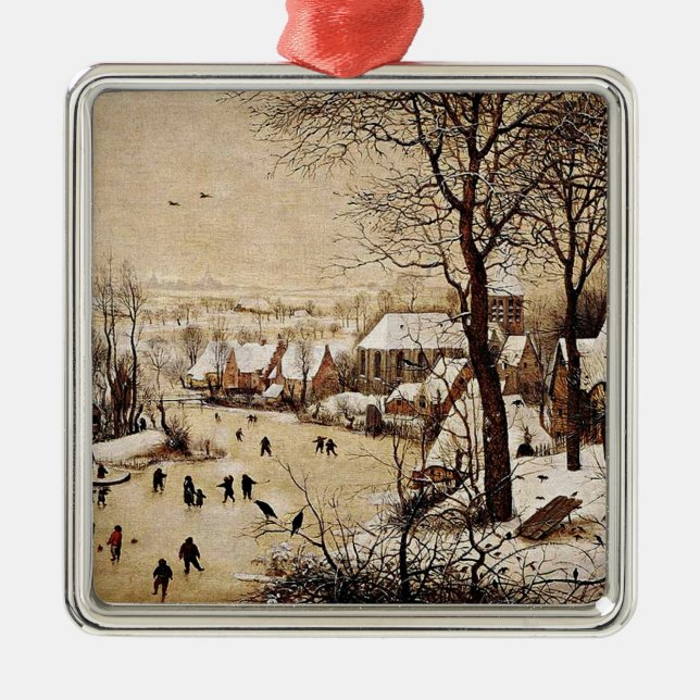 Winter Landscape by Pieter Bruegel the Elder, Metal Tree Decoration (Front)