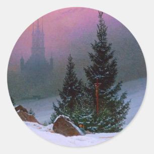 Winter Landscape Caspar David Friedrich Classic Round Sticker