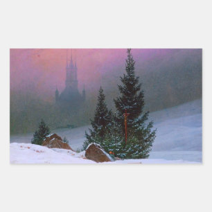 Winter Landscape Caspar David Friedrich Rectangular Sticker
