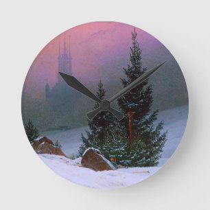 Winter Landscape Caspar David Friedrich Round Clock