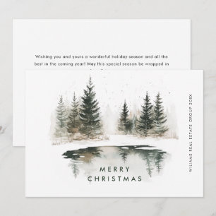 Winter Landscape Christmas Pine Tree Corporate Holiday Card