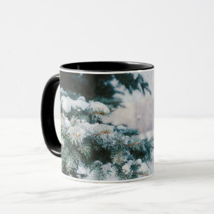 Winter landscape Christmas tree covered with snow Mug