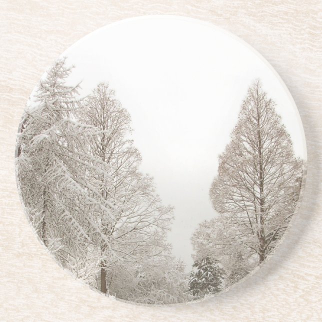 Winter Landscape Coaster Snow Covered Forest Gift (Front)