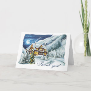 Winter Landscape Corporate Christmas Holiday Thank You Card